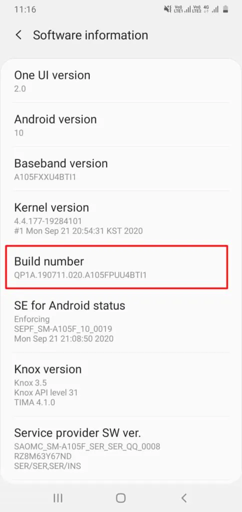 Enable Developer Option Samsung