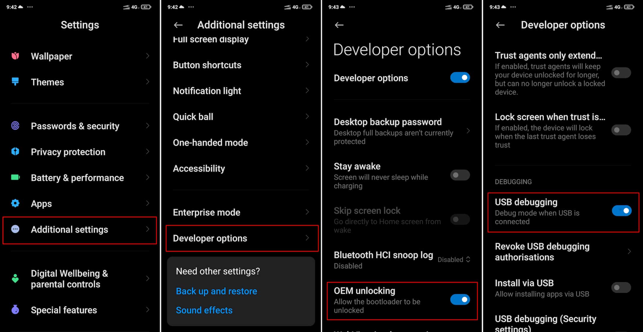 Xiaomi Developer Options OEM unlocking USB Debugging