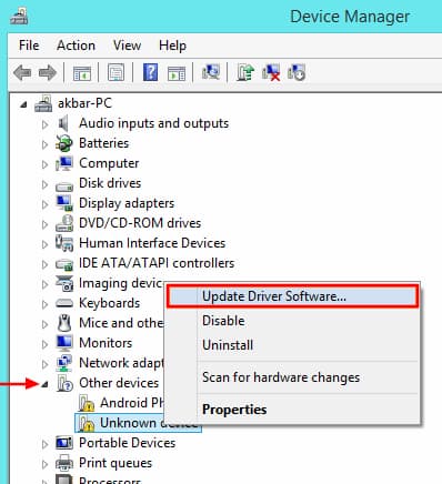 Device Manager Update Driver Software